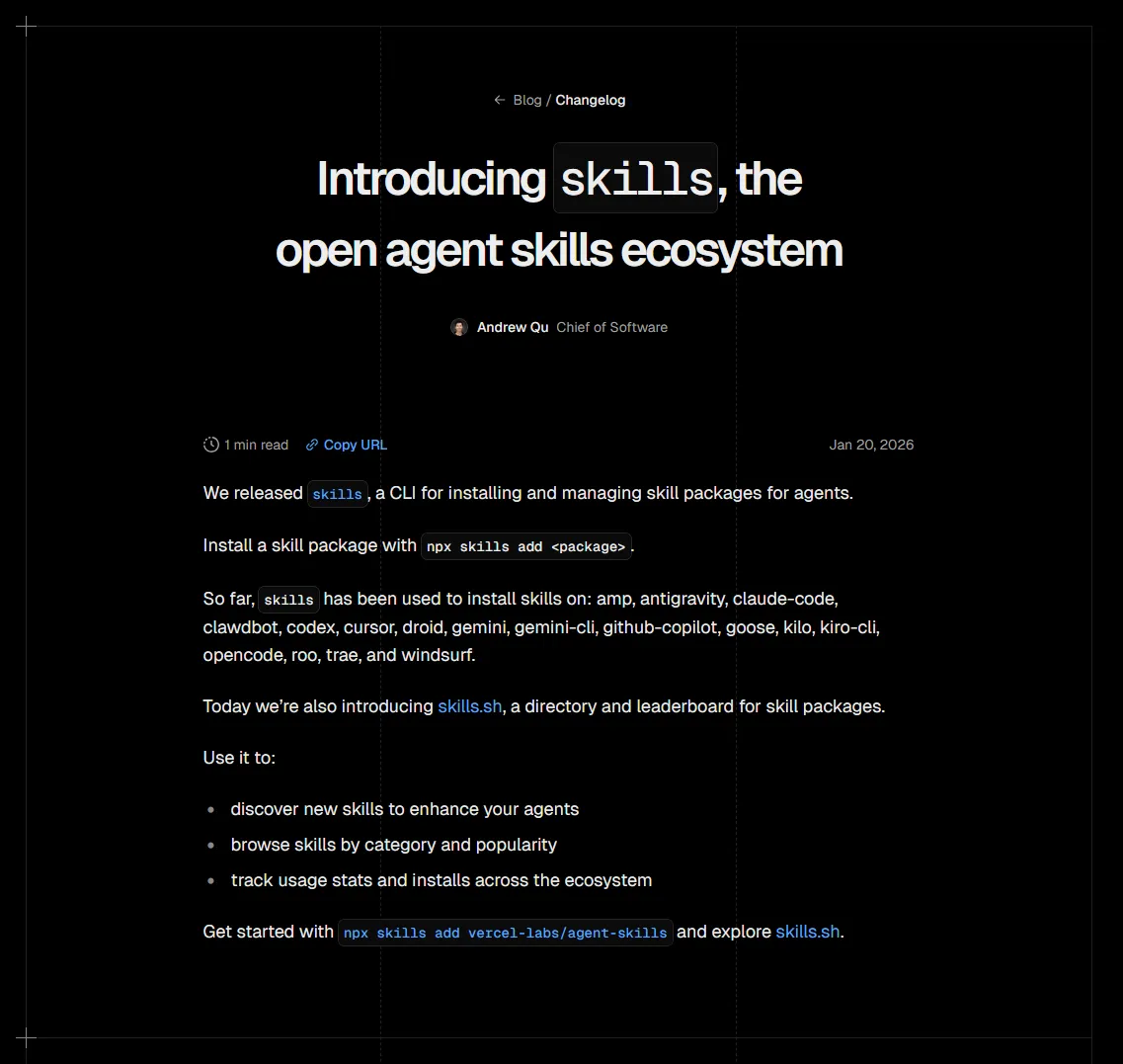 Vercel stellt sein Open Agent Ecosystem vor, womit jeder Dev im Handumdrehen seine Agenten mit passenden Skills ausstatten kann.