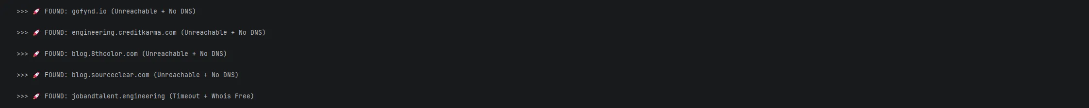 Der Hunter jagt. Console-Ausgabe des Python-Tools.